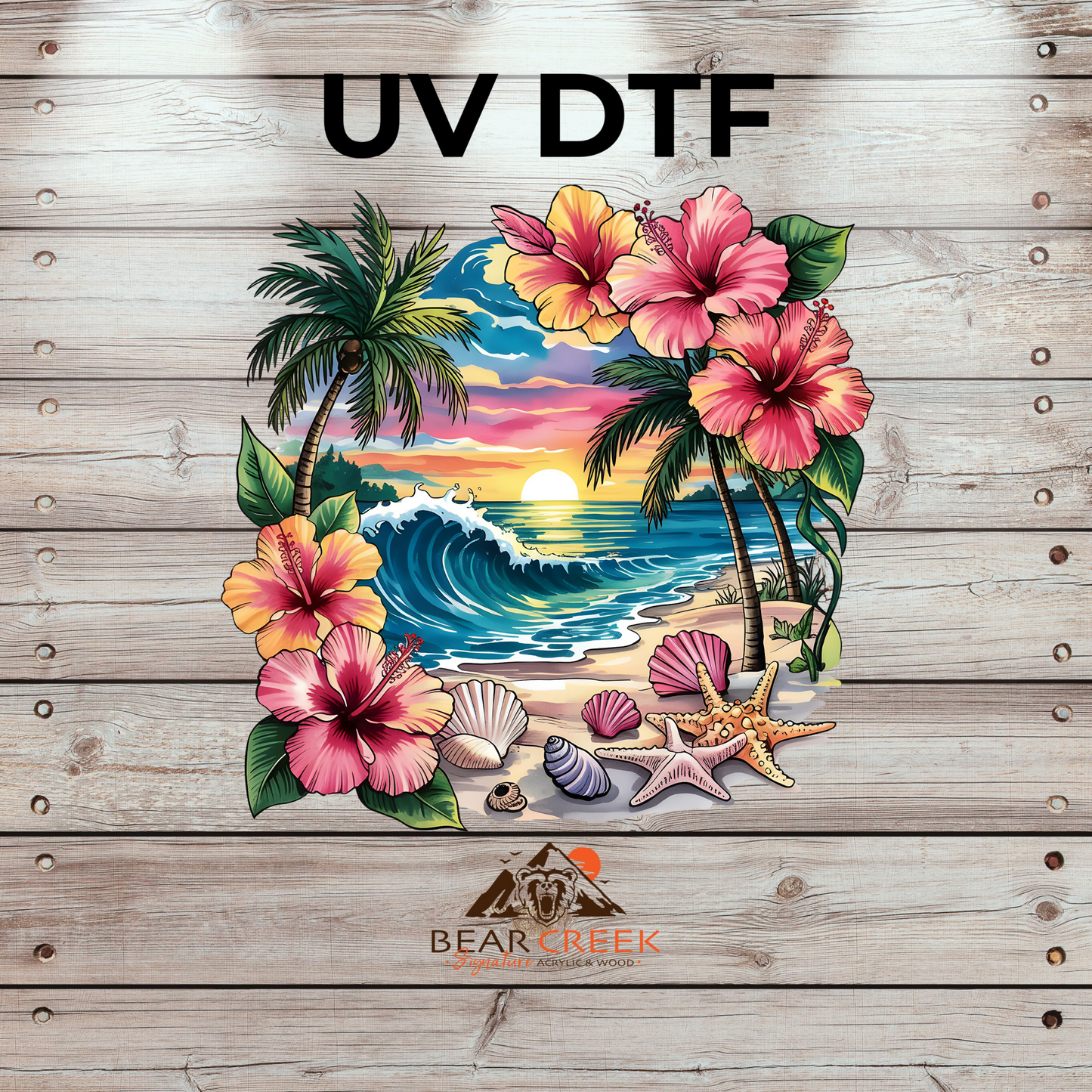 Hawaiian Beach & Hibiscus 5" - #92 (6)