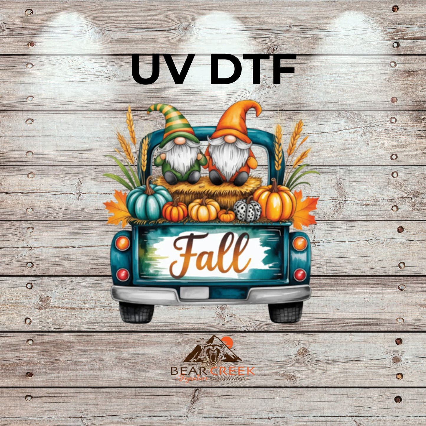 Fall Gnomes Truck - 4.5-inch permanent sticker #241 (NEW)
