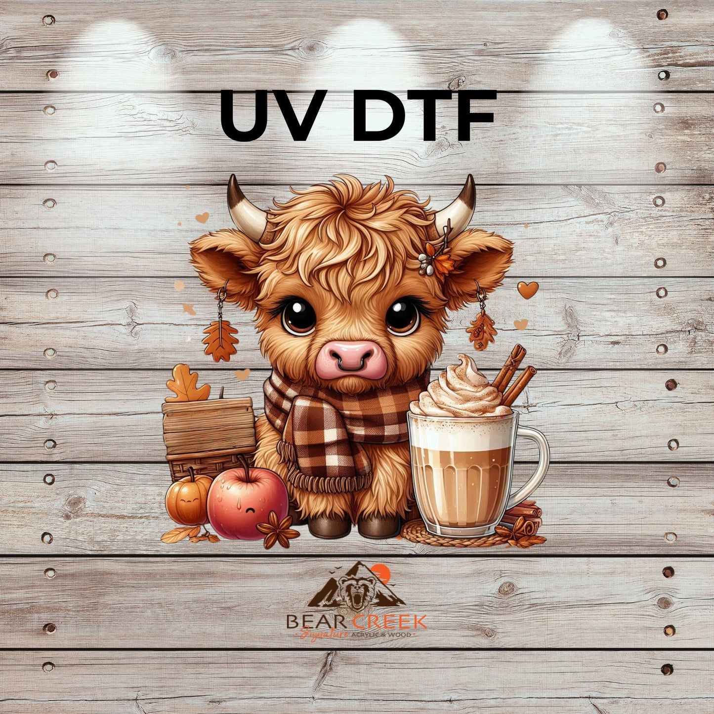 Fall Latte Cow - 4.5-inch permanent sticker #260