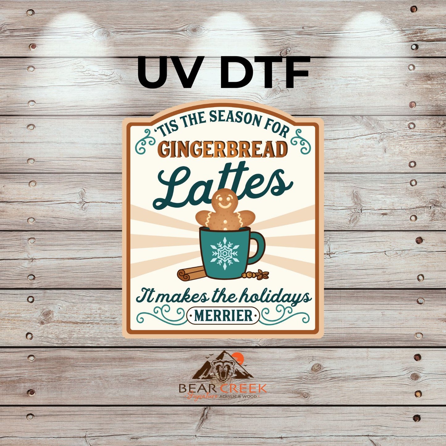 Gingerbread Lattes Merrier - 4.5-inch permanent sticker #239 (NEW)