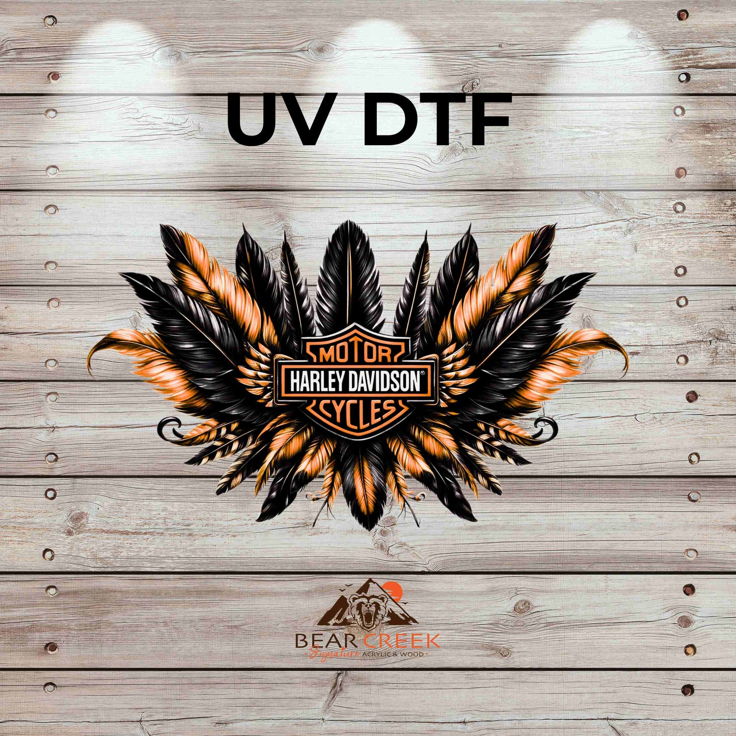 HD Orange and Black Feathers 4.5-inch permanent sticker #142