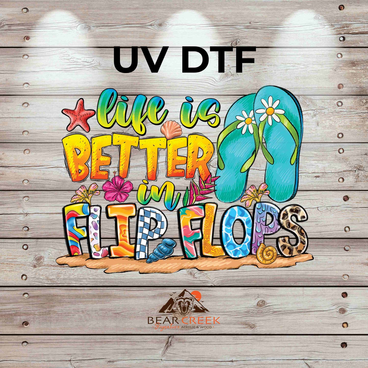Life is Better in Flip Flops 4.5-inch permanent sticker #158