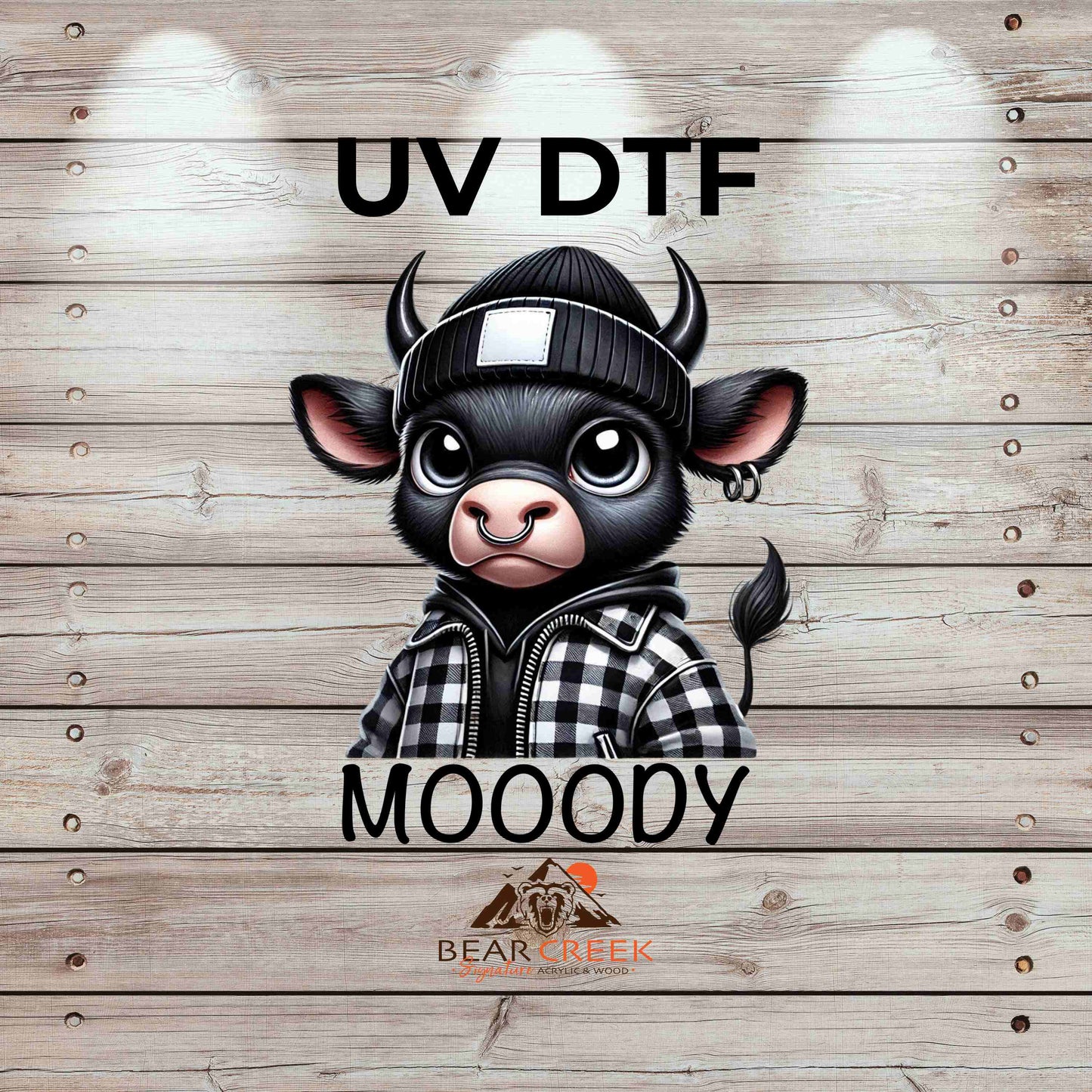 Moody Black Cow 4.5-inch permanent sticker #164