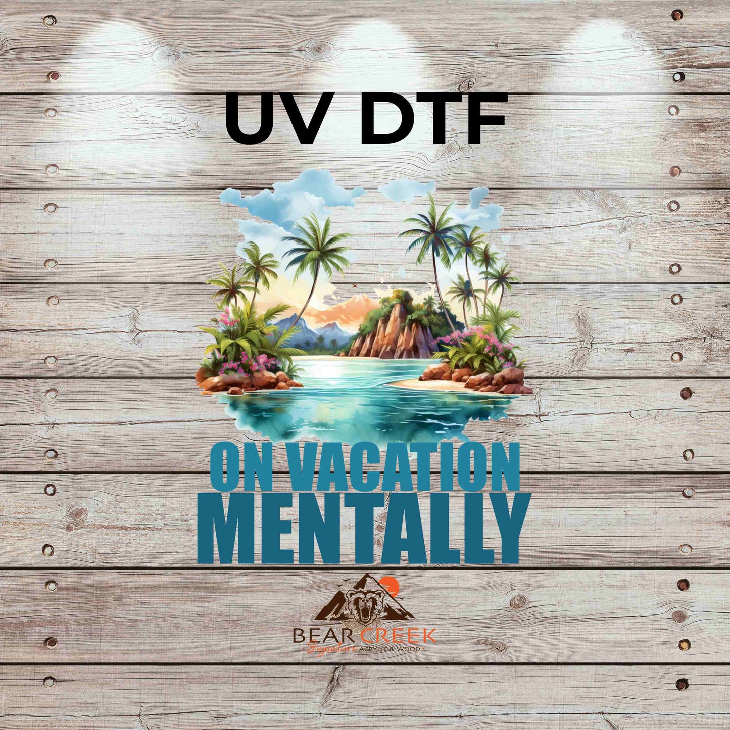 On Vacation Mentally BLUE 4.5-inch permanent sticker #168