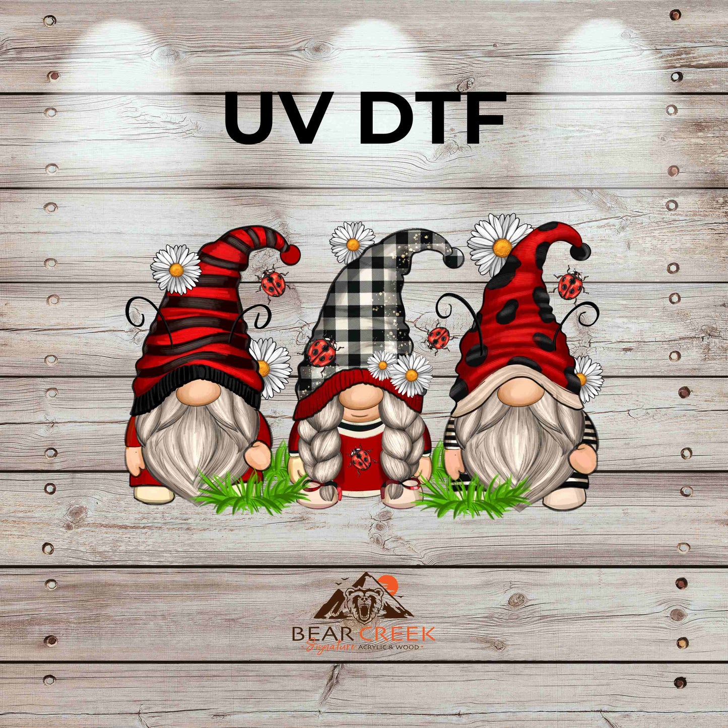 Red & Black Daisy Gnomes 4.5-inch permanent sticker #172