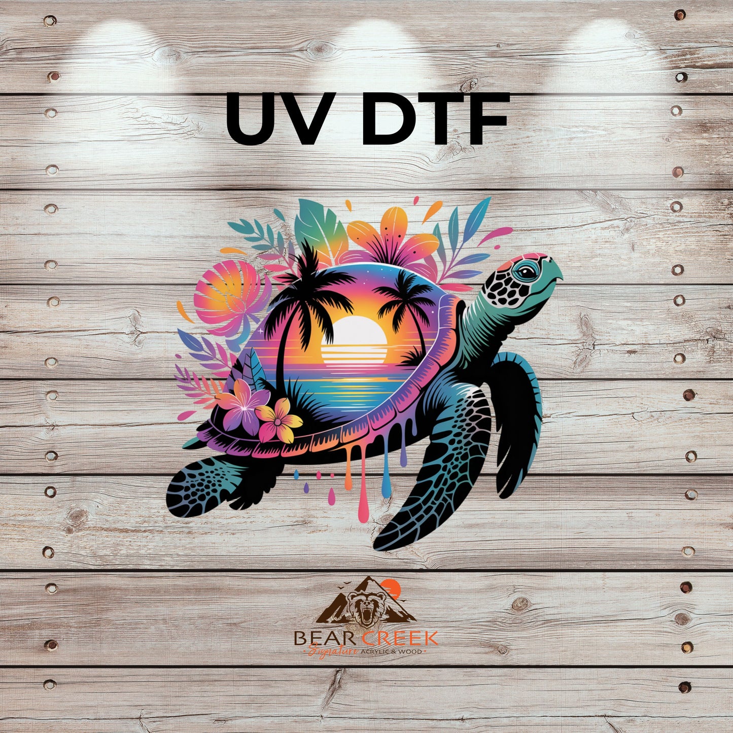Sea Turtle Sunset 1 - 4.5-inch permanent sticker #265
