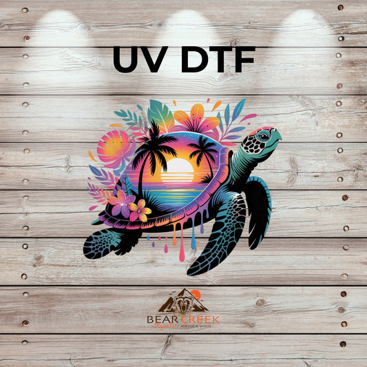 Sea Turtle Sunset 1 - 4.5-inch permanent sticker #265