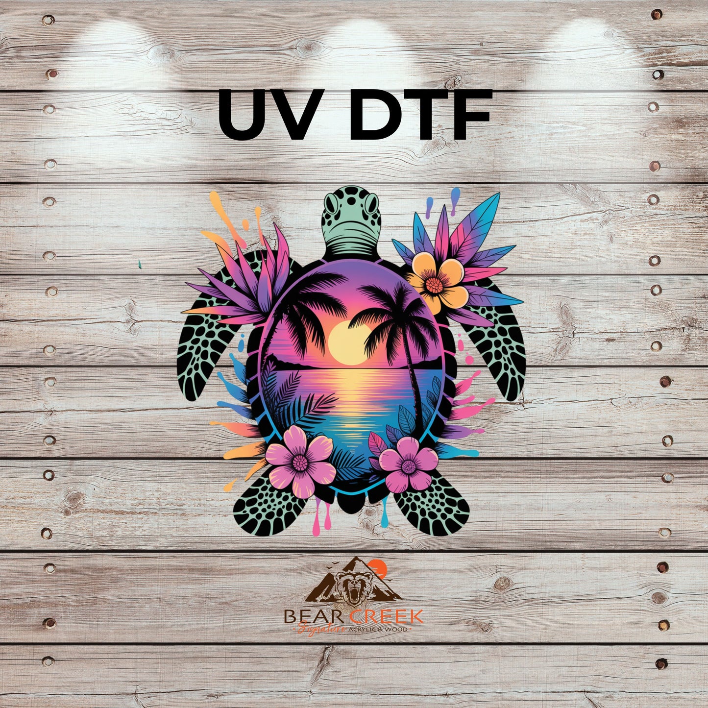 Sea Turtle Sunset 2 - 4.5-inch permanent sticker #266