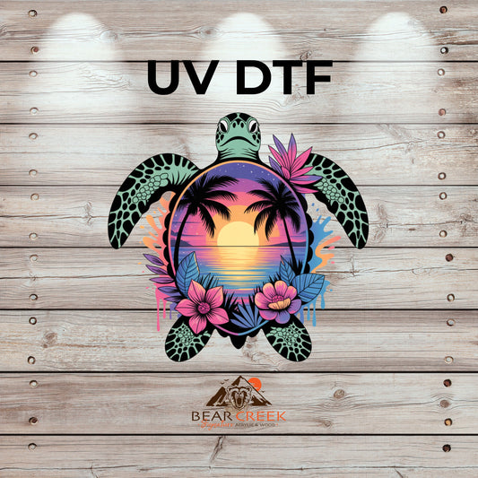 Sea Turtle Sunset 3 - 4.5-inch permanent sticker #267