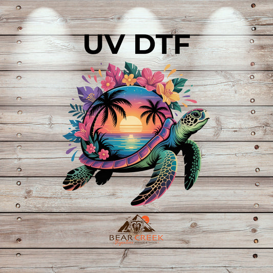 Sea Turtle Sunset 4 - 4.5-inch permanent sticker #268