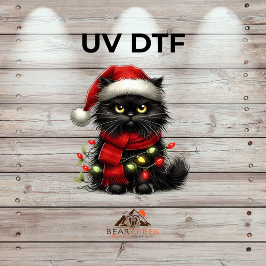 Black Cat Christmas- 4.5-inch permanent sticker #270