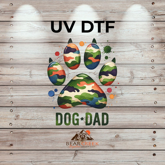 Camo Dog Dad- 4.5-inch permanent sticker #240 (NEW)