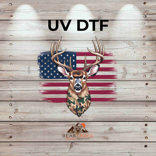 Camo Buck RWB Flag 4.5-inch permanent sticker #117