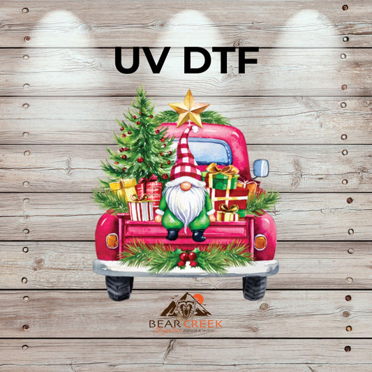 Christmas Gnome Truck - 4.5-inch permanent sticker #259
