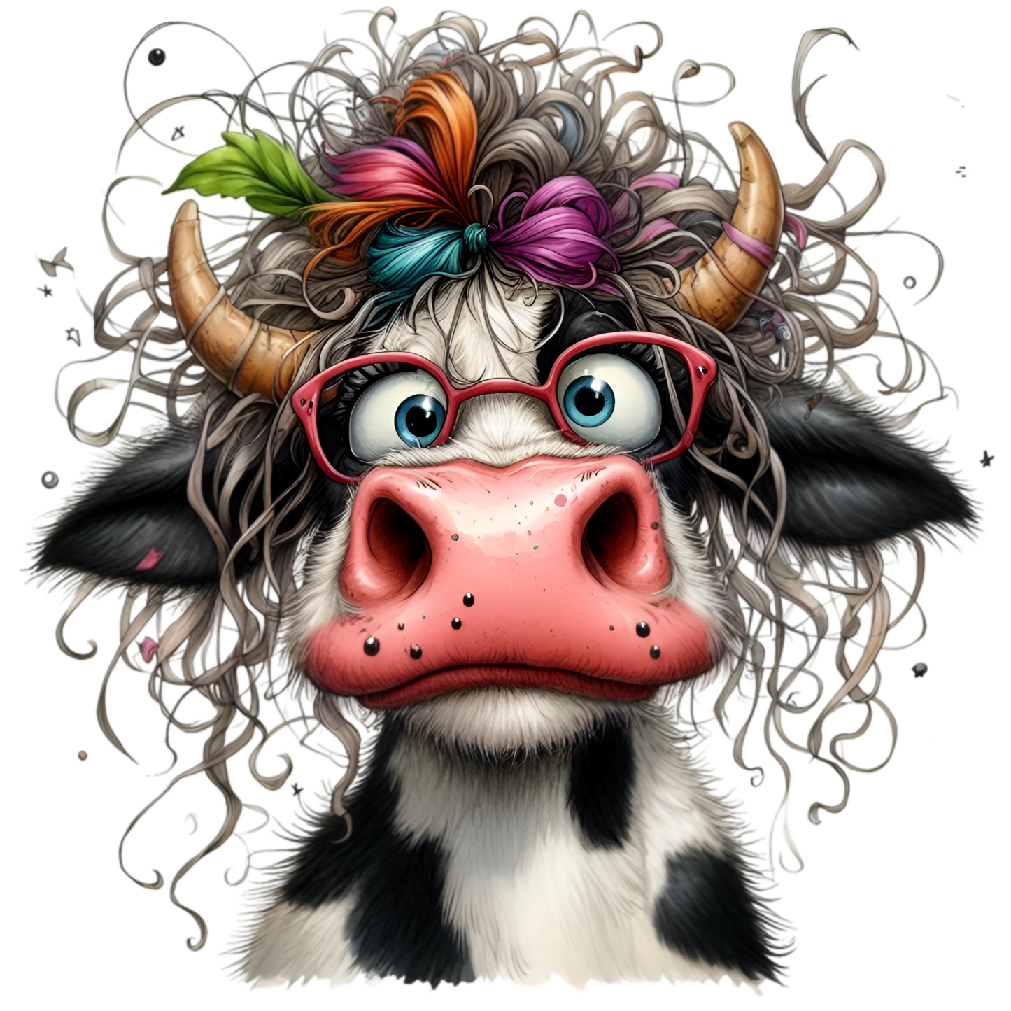 Crazy Hair Cow 1- 4.5" - BCS#66 (NEW)