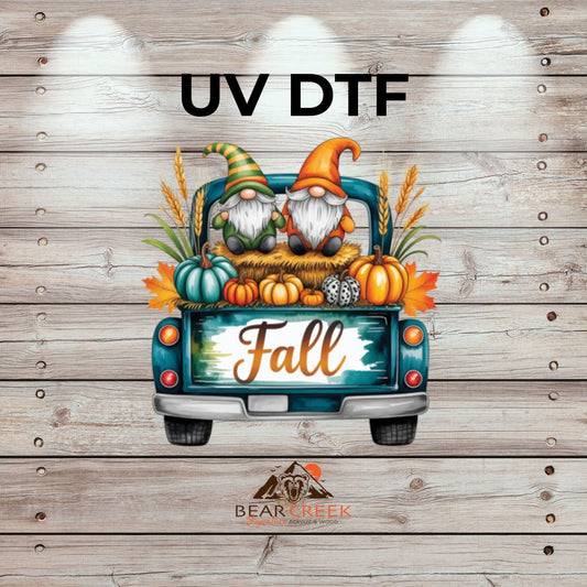 Fall Gnomes Truck - 4.5-inch permanent sticker #241 (NEW)