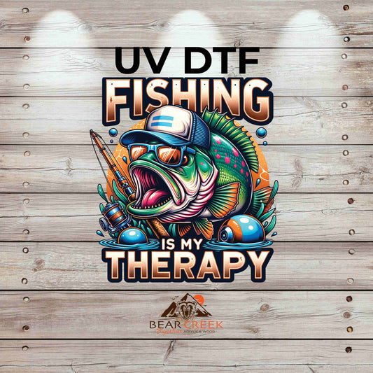 Fishing is My Therapy 5 4.5-inch permanent sticker #BCS11 (NEW)