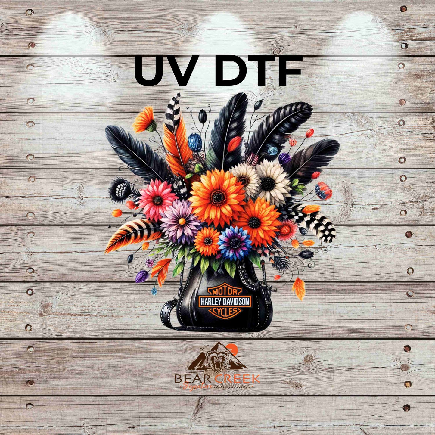 HD Orange Purse, Flowers & Feathers 4.5-inch permanent sticker #BCS22 (NEW)