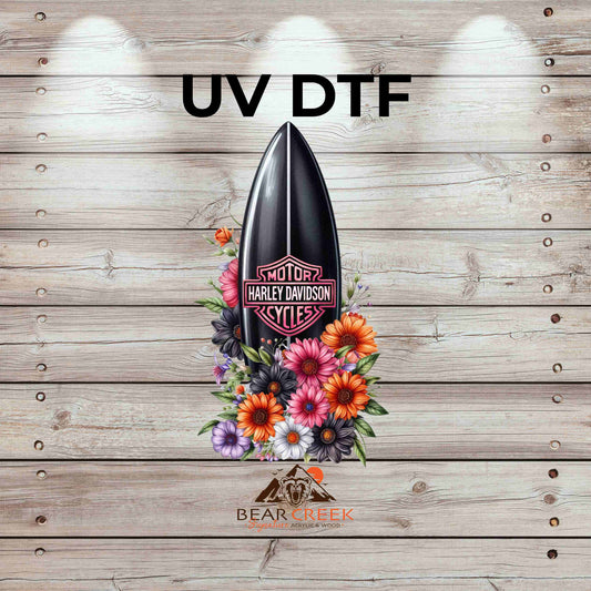 HD Pink Surfboard & Flowers 4.5-inch permanent sticker #BCS24 (NEW)