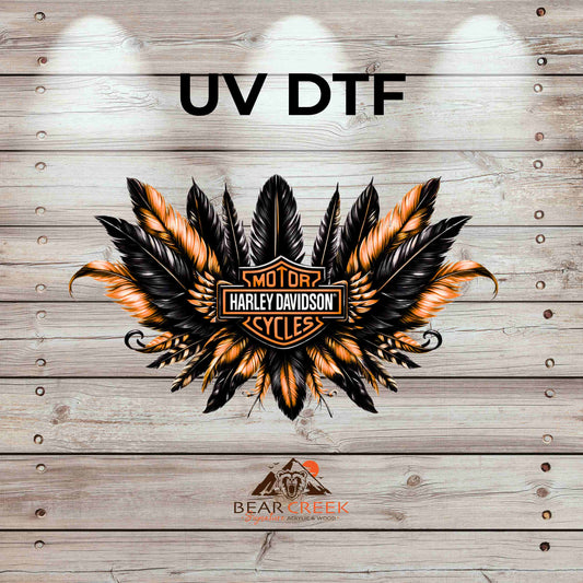 HD Orange and Black Feathers 4.5-inch permanent sticker #142