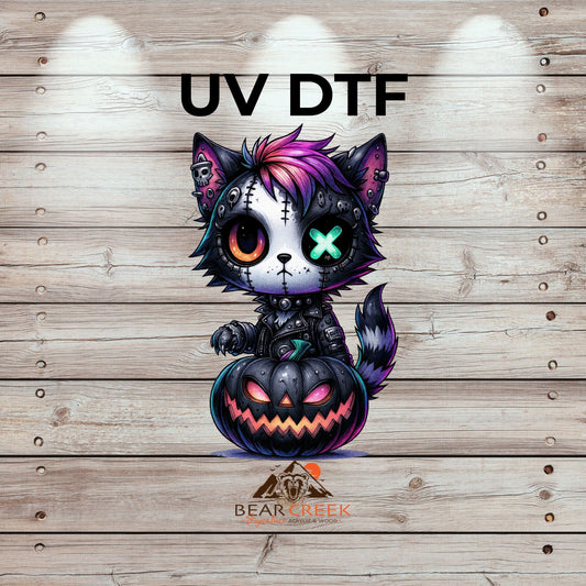 Halloween Cat - 4.5-inch permanent sticker #233 (NEW)