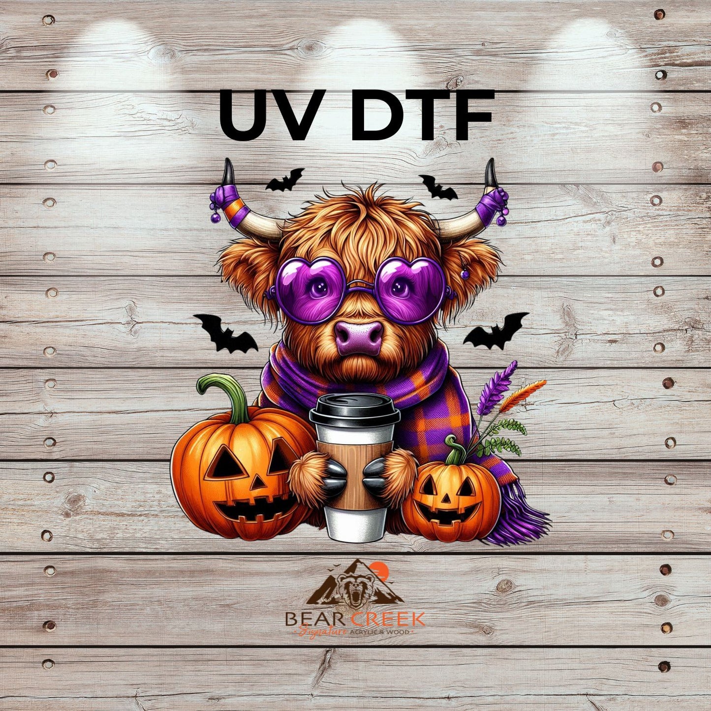 Halloween Cow Purple Heart Glasses - 4.5-inch permanent sticker #263