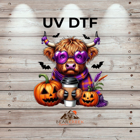 Halloween Cow Purple Heart Glasses - 4.5-inch permanent sticker #263