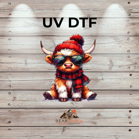 Highland Cow Winter - 4.5-inch permanent sticker #278
