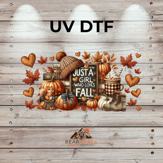 Just A Girl Who Loves Fall - 9.5-inch permanent sticker #247 (NEW)