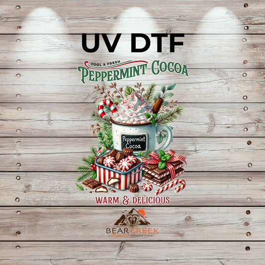 Peppermint Cocoa Warm & Delicious - 4.5-inch permanent sticker #237 (NEW)