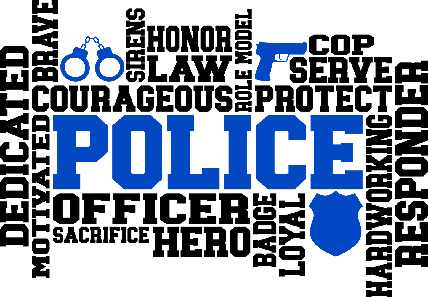 Police Word Art 4.5" - BCS#97 (NEW)