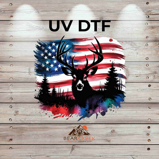 RWB Flag Big Buck 4.5-inch permanent sticker #174