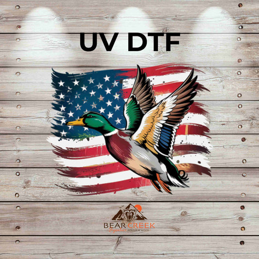 RWB Flag with Mallard Duck 4.5-inch permanent sticker #176