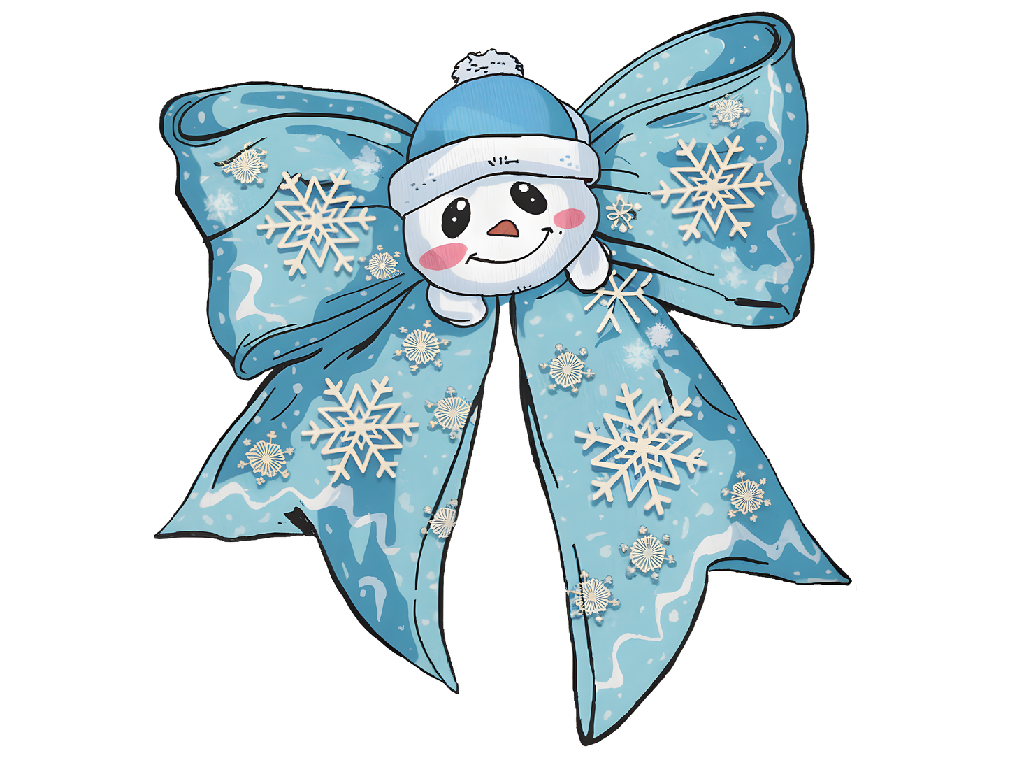 Snowman Blue/White Bow 4.5" - BCS#80 (NEW)