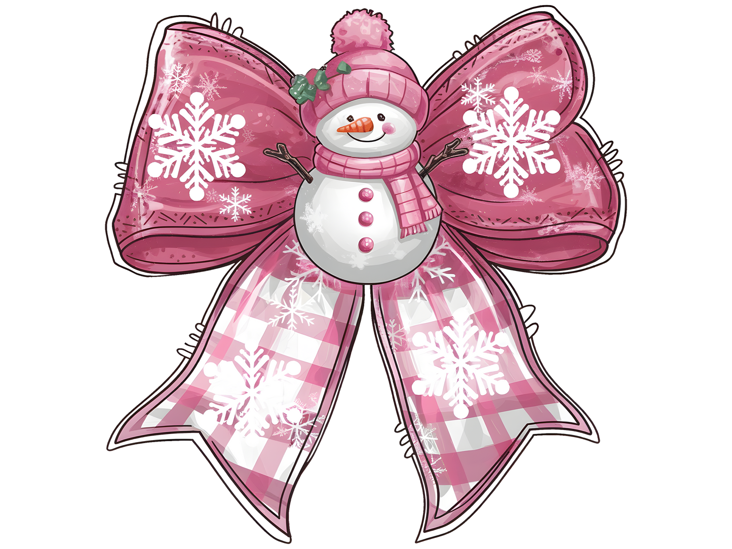 Snowman Pink Bow 4.5" - BCS#82 (NEW)