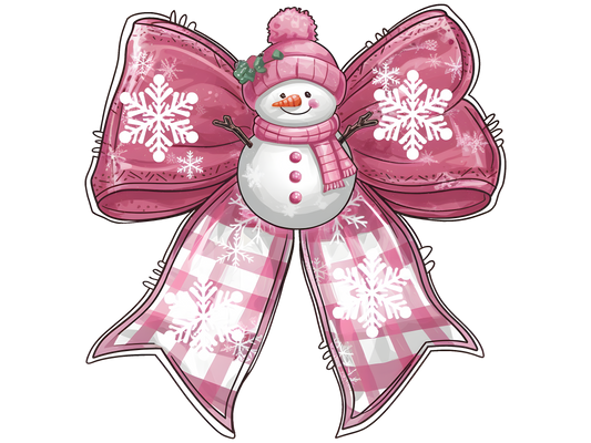 Snowman Pink Bow 4.5" - BCS#82 (NEW)