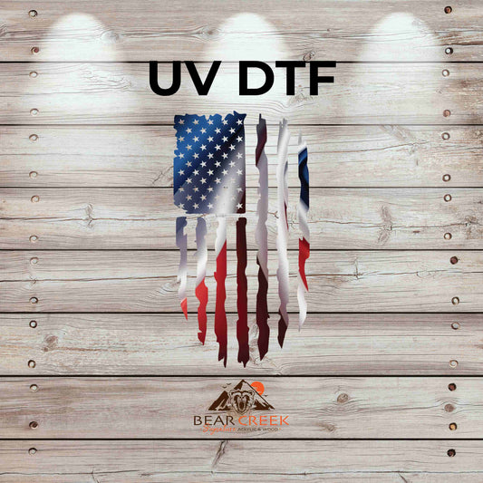 Vertical Tattered Flag 4.5-inch permanent sticker #203